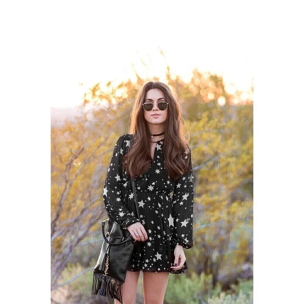 Lovers + Friends Lana Dress Star Print Black XS - Picture 2 of 10